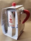 07597 Bialetti Silver Red Handle Cups Stove Top Espresso 8006363007597