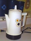 08308411 Electric Brown Vintage Flowers 7508 Regal Perculator 6 Cup Beige