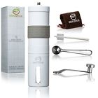 4335457123 Unbranded New White Stainless Steel Manual Burr Coffee Grinder Minimalist