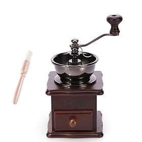 A Kitchen 663554323652 Wooden Manual Coffee Grinder Vintage Style Hand Mill Burr