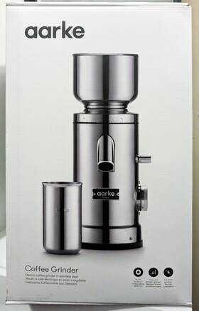 Aarke 350091795518 Coffee Grinder - Stainless Steel Flat Burr New