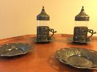 Acar Turkish Coffee Set Glasses Lids Plates Handmade Rare Authentique