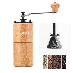 Akirakoki 427060844536 Manual Coffee Bean Grinder Wooden Mill With Cast Iron Burr Large Ca