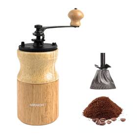 Akirakoki 619438042737 Manual Coffee Bean Grinder Wooden Mill With Cast Iron Burr Hand Crank Portab