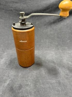 Akirakoki A-15b Coffee Grinder. Cast Iron Burr Wooden Mill
