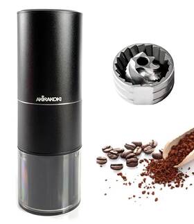 A20b Akirakoki Coffee Grinder Electric Burr Usb Rechargeable Cordless - Black 20g