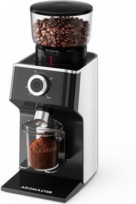 Aromaster 445029587546 Burr Coffee Grinder With 45 Grind Settings Adjustable 5 40s Timer Stai