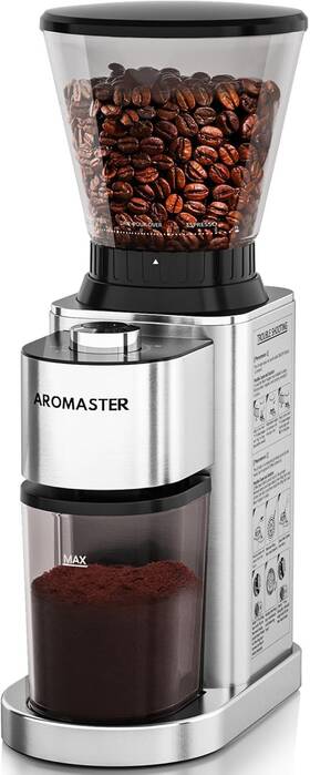 Aromaster 705353776724 Burr Coffee Grinder With 48 Gind Settings Conical Bean