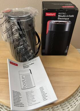 11160-01tg-3 Bodum Bistro Stainless Steel Blade Electric Coffee Grinder 7 Inches Black New