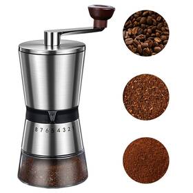 01113 Bomansi Boms Manual Coffee Grinder - 8 Adjustable Coarseness Large Silver