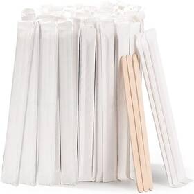 Brand Mfjuns 609755160603 200pcs Individually Wrapped Coffee Stirrers Wood - 5.5 Inch