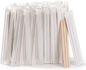 Brand Mfjuns 609755160610 500pcs Individually Wrapped Wooden Coffee Stirrers - 5.5 Inch