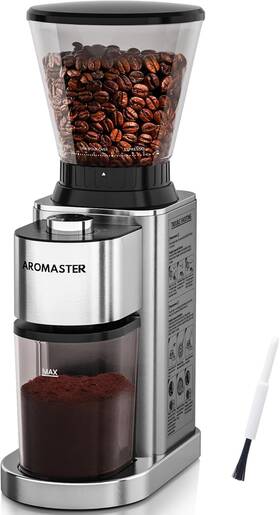 Branded02 313043040095 Conical Coffee Bean Grinder With 48 Grind Settings Stainless Steel Adjustable Timer