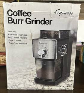 Capresso 657379066764 Burr Grinder Model #591 Black And Silver 8oz Capability New In Box