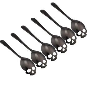 Cileonbe 669819782882 304 Stainless Steel Skull Sugar Spoon Dessert Tea Coffee Stirring Black