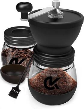 Coolkits 196852675685 Manual Coffee Grinder With Ceramic Burrs Hand Mill Two Glass Jar