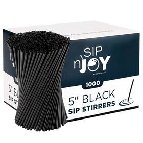 14766 Crystal Ware Coffee Stirrers Sticks Disposable Plastic Drink 5-inch Pack Of 1 Black
