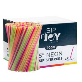 Crystal Ware 815797017977 Neon Coffee Stirrers 1000 Disposable Plastic Drink 5-inch Pack Of 1