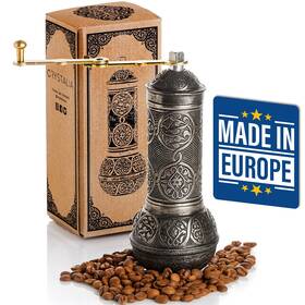 Crystalia 850008099403 Refillable Coffee Grinder Authentic Manual Mill With Adjustable Gr