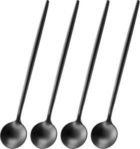 T-2826 Dehov 4 Pcs 6.7 Inches Satin Black Stainless Steel 18/10 Coffee Inch