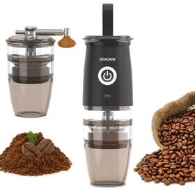 Ynokfym-b240620 Denokin Portable Burr Coffee Grinder Electric/manual 2-in-1 Cafe Bean Grind Mill Us