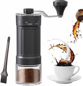 Ez-coffee-40 Ezlucky Manual Coffee Grinder With 40 Externally Adjustable Settings 30g Black