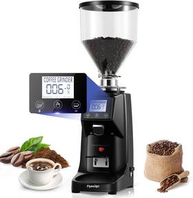 Flyseago Lsn-12 Commercial Coffee Grinder Electric 64mm Ss Flat Burr Digital Black