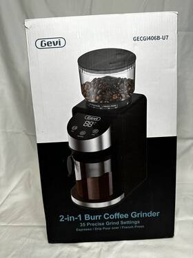 14068 Gevi 2-in-1 Burr Coffee Grinder 35 Precise Grind Setting New