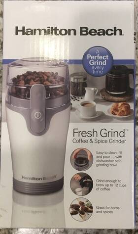 Hamilton Beach 040094804207 Fresh Grind Coffee And Spice Grinder White With Gray Accents New In Box