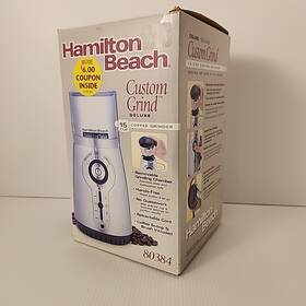 80384 Hamilton Beach Nib Custom Grind Deluxe #80384 Coffee Grinder Silver
