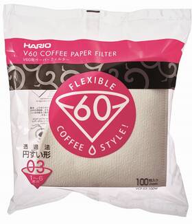 Vcf-03-100w Hario V60 Paper Filter White 03 100ct Bag