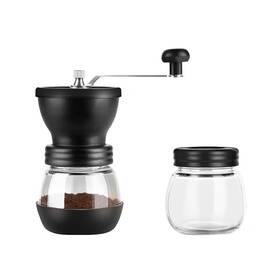 Hdtxzygood 750027417298 Manual Coffee Grinder Hand-cranked Machine With Glass Body Black