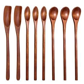 Ke5resnb Hekoujiub 641023 1 8 Pcs Wooden Coffee Spoons Long Handle Spoon 1.8cm/8 0.72n Wood