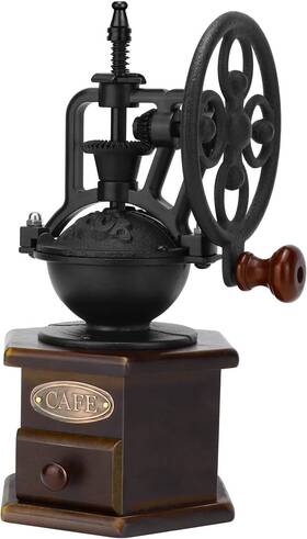 Imavo 788392097975 Manual Coffee Grinder Wooden Bean Hexagonal Machine