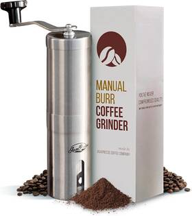 Javapresse 445041661675 Manual Stainless Steel Coffee Grinder - 18 Adjustable Settings Porta