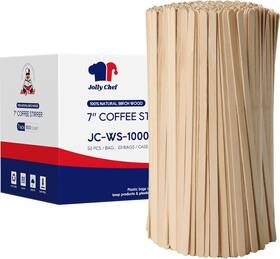 Jc-ws-1000 Jolly Chef 1000 Count Wood Coffee Stirrers 7 Inch Birch Stir Sticks