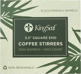 77209b Kingseal 1000 Count Bamboo Coffee Stir Sticks 5.5 Inches Square End