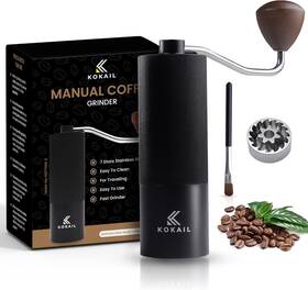 7-star Kokail Jy010 Manual Coffee Grinder Stainless Steel Conical Burr Black