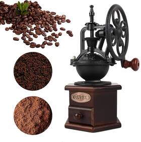 11-us-xin-f Litaitai Coffee Grinder Wooden Bean Manual Brown Six Deformation Base