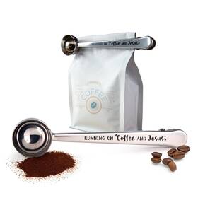 Csc-03 Logos Trading Post Running On Coffee And Jesus 1 Tbsp Scoop With Bag Clip Medium Silver