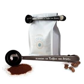 Csc-04 Logos Trading Post Running On Coffee And Jesus 1 Tbsp Scoop With Bag Clip - Medium Black