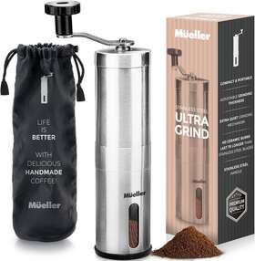 Mu-mcg2 M Ller Mueller Manual Coffee Grinder For French Press Handheld Brushed Stainless Steel