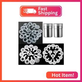 Magnoloran Cs010-co-fba 44 Coffee Stencils 2 Mesh Powder Shakers Decoration