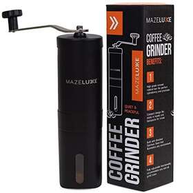 Mazeluxe 196852167968 Manual Coffee Grinder Stainless Steel Ceramic Burr Hand With 18 A