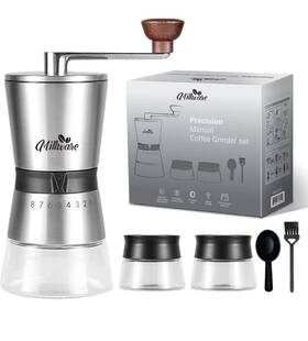 Millware 753035656444 Precision Manual Coffee Hand Grinder Set Adjustable Coarseness