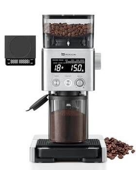 Mokkom Cg020 Burr Coffee Grinder Bluetooth Scale 31 Settings Stainless Steel