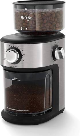 Mr. Coffee 763615817363 Automatic Burr Grinder With 18 Custom Grind Settings Silver Finish