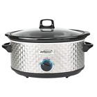 Sc-157s N-a Brentwood Silver Diamond Pattern Slow Cooker 0812330023396