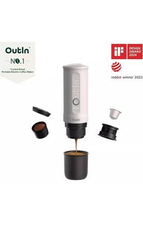 Outin 240000016437 Nano Portable Espresso Machine Pearl White