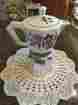 P-35 Flory Express Vintage Moka Pot Cast Aluminum Base Ceramic Top Italy